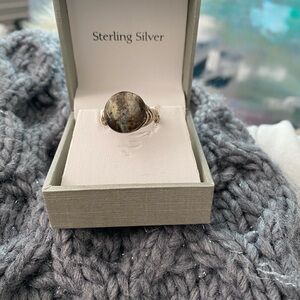 Sterling Silver Marbled Stone Ring